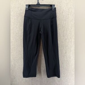Lululemon Black Cropped Leggings,Ruched Open Bottom, Size 4